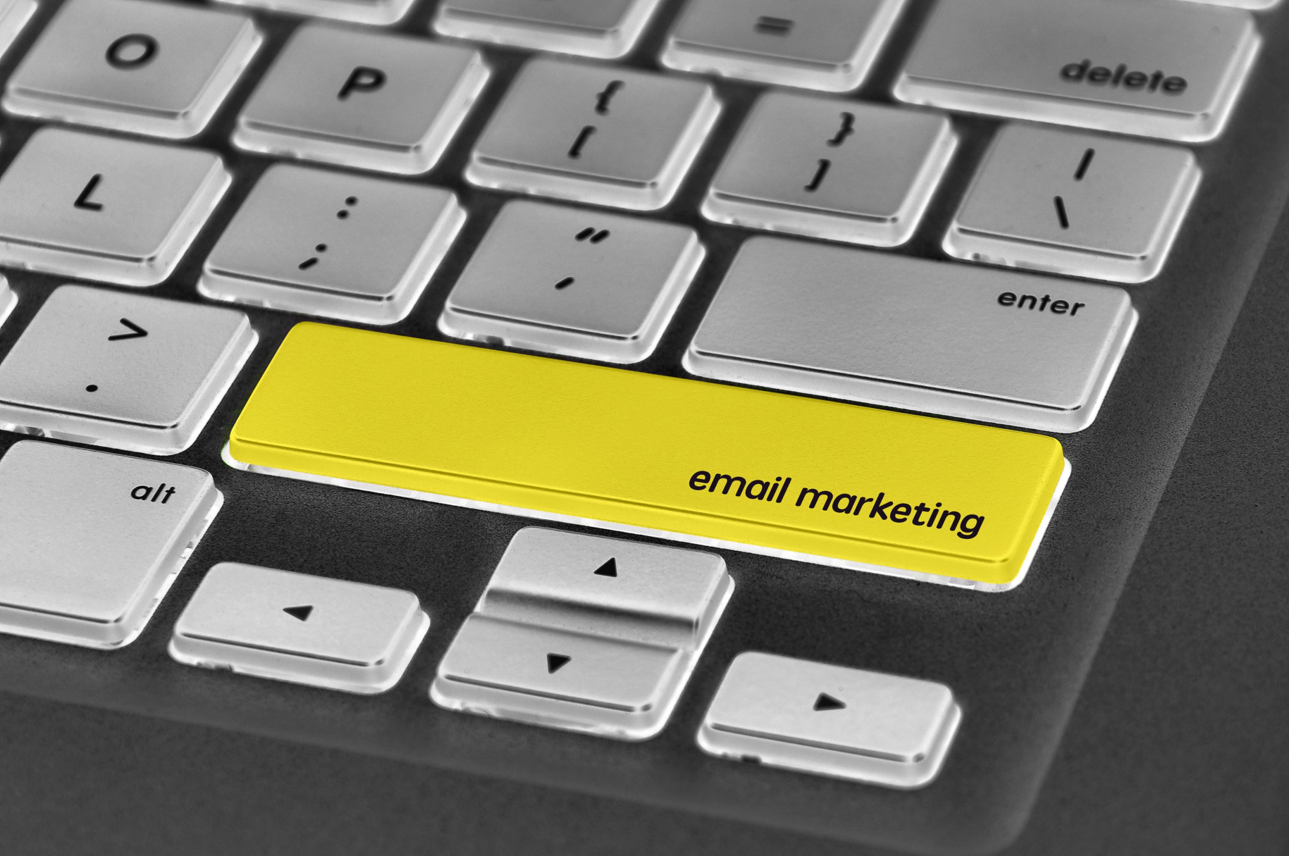 keyboard with the phrase email marketing highlighted